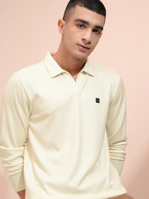 HIGHLANDER Solid Men Polo Neck White T-Shirt