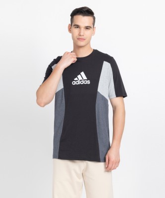 ADIDAS Printed Men Round Neck Black T-Shirt