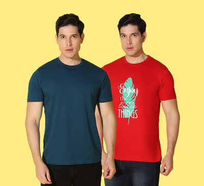 WOOSTRO Printed Men Round Neck Multicolor T-Shirt