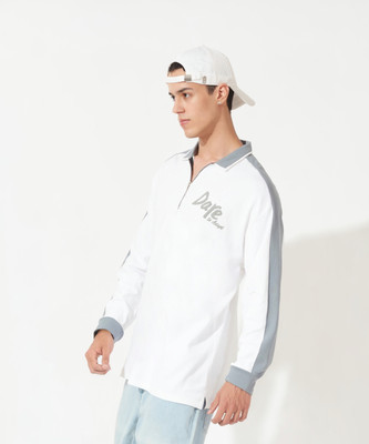 MANIAC Solid Men Polo Neck White T-Shirt