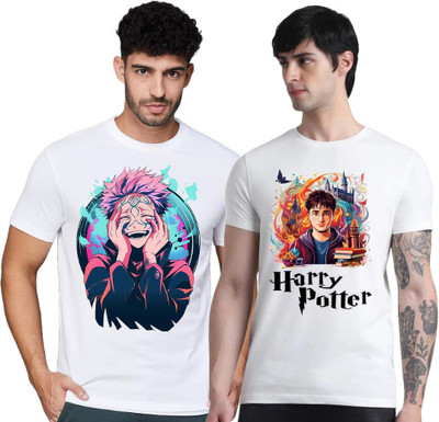 FIRST ARRIVAL Printed Men Round Neck White T-Shirt