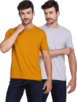 SLOWLORIS Solid Men Round Neck Multicolor T-Shirt