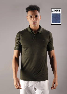 Force NXT Solid Men Polo Neck Multicolor T-Shirt