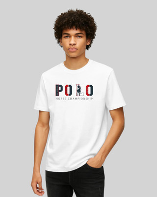 Droplet Printed Men Crew Neck White T-Shirt