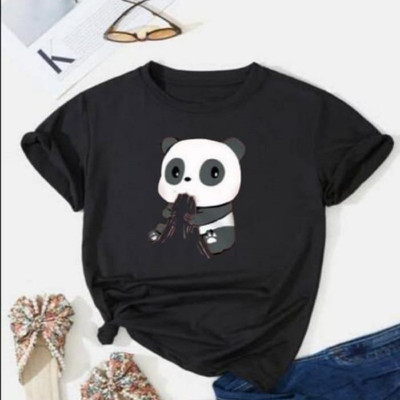 TARSHI Printed Women Round Neck Black T-Shirt