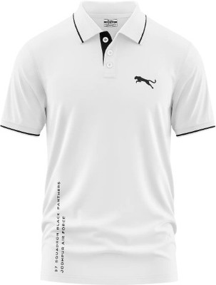 Warriorworld Printed Men Polo Neck White T-Shirt