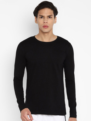 OrrganicChics Solid Men Round Neck Black T-Shirt