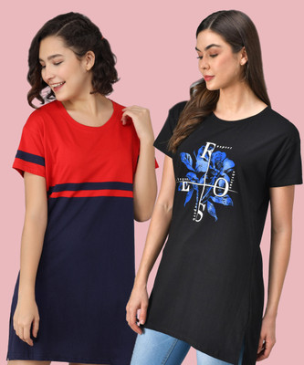 METRONAUT Printed Women Round Neck Multicolor T-Shirt