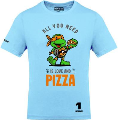 RusselMania Printed, Typography Men Round Neck Light Blue T-Shirt