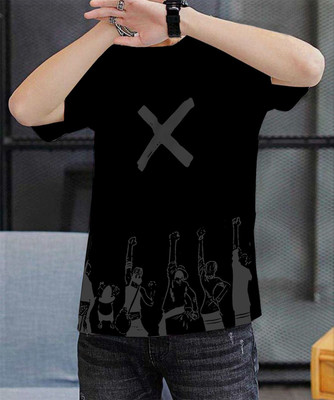 Doomee Printed Men Round Neck Black T-Shirt