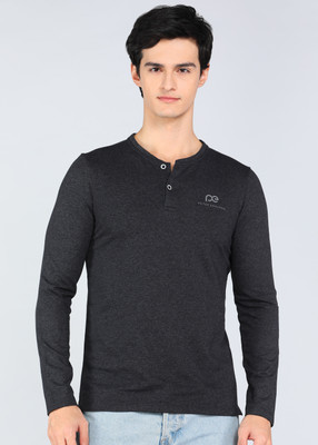 PETER ENGLAND Solid Men Round Neck Black T-Shirt