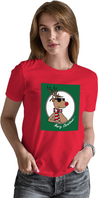 Buy That Trendz Printed Women Round Neck Red T-Shirt