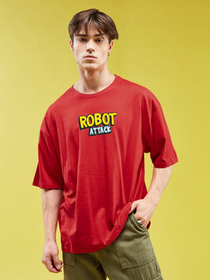 Smartees Self Design Men Round Neck Red T-Shirt