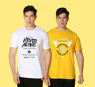 WOOSTRO Typography Men Round Neck Multicolor T-Shirt