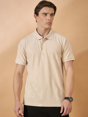 Club York Checkered Men Polo Neck Beige T-Shirt