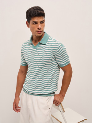 THE BEAR HOUSE Striped Men Polo Neck Multicolor T-Shirt