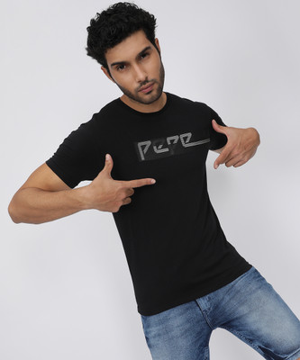 Pepe Jeans Printed Men Round Neck Black T-Shirt
