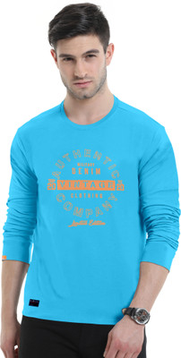 Trend Twisst Printed Men Round Neck Light Blue T-Shirt