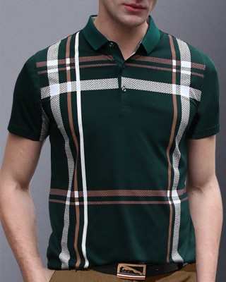 EyeBogler Checkered Men Polo Neck Green T-Shirt