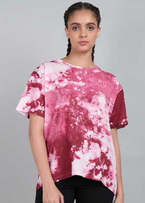 UNDER ARMOUR Tie & Dye Women Round Neck Pink T-Shirt