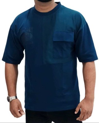 TURKEY Solid Men Round Neck Navy Blue T-Shirt