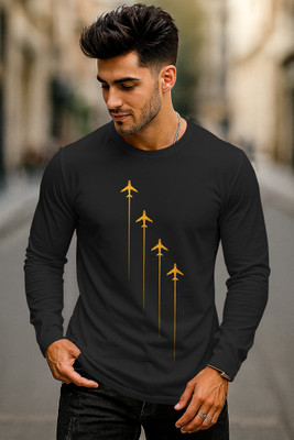 CATCHO Printed Men Round Neck Black T-Shirt