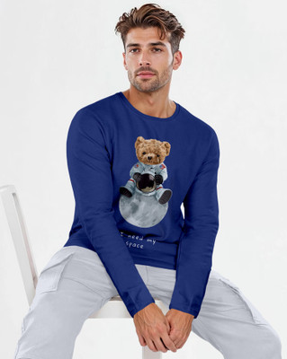 Triptee Animal Print Men Round Neck Dark Blue T-Shirt