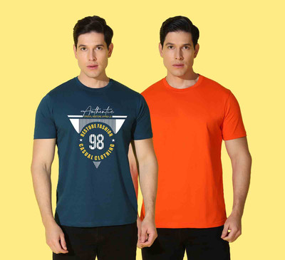WOOSTRO Printed Men Round Neck Multicolor T-Shirt