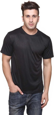 CAZORA Solid Men Round Neck Black T-Shirt