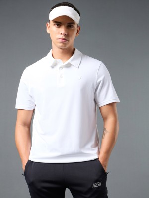 TECHNOSPORT Solid Men Polo Neck White T-Shirt