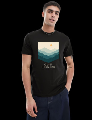 RAN ELEVEN COMPANY Printed Men Round Neck Black T-Shirt