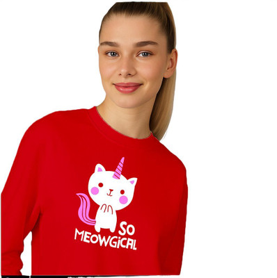 Fabrista Printed Women Round Neck Red T-Shirt