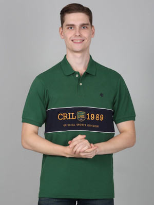 CANTABIL Printed Men Polo Neck Green T-Shirt
