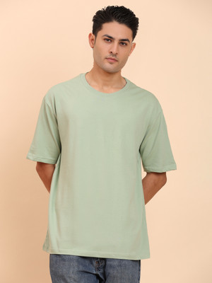 Moda Rapido Solid Men Round Neck Light Green T-Shirt