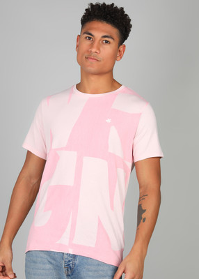 WROGN Printed Men Round Neck Pink T-Shirt