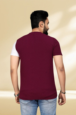 TANNU FAB Colorblock Men Boat Neck Purple T-Shirt