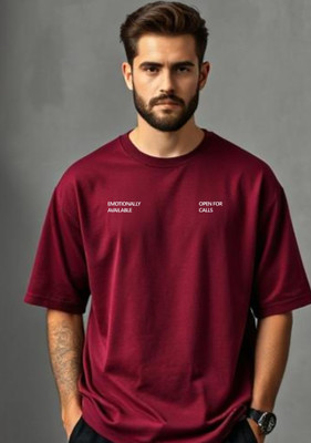 UrGear Graphic Print Men Round Neck Maroon T-Shirt