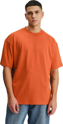 soni enterprises Solid Men Round Neck Orange T-Shirt