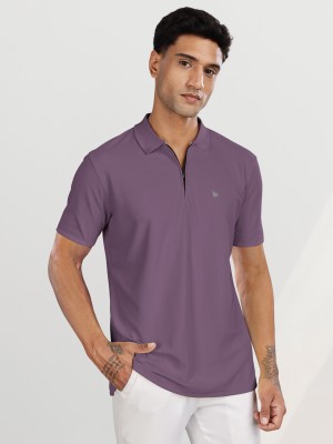 Bullmer Solid Men Polo Neck Reversible Purple T-Shirt