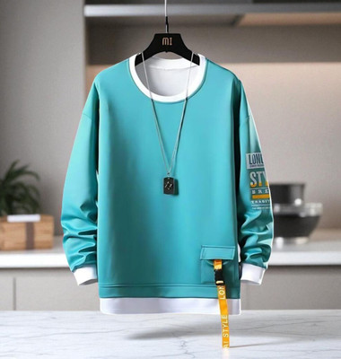 Autna Printed, Self Design Men Round Neck Green T-Shirt