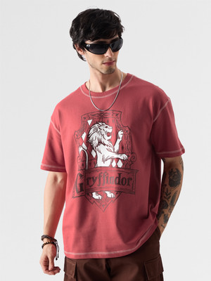 The Souled Store Printed, Typography Men Round Neck Maroon T-Shirt
