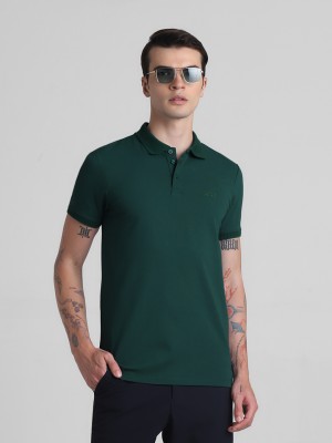 JACK & JONES Solid Men Polo Neck Green T-Shirt