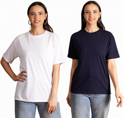 METRONAUT Solid Women Round Neck Multicolor T-Shirt