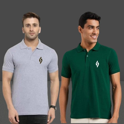 cnw Solid Men Polo Neck Green T-Shirt