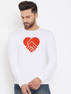 LV CARE Printed Men Round Neck White T-Shirt