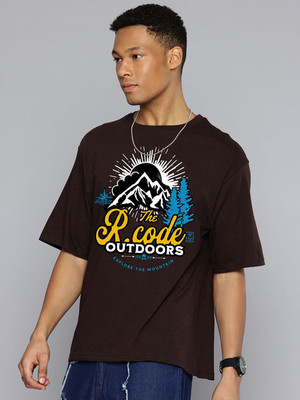 R.Code by The Roadster Life Co. Graphic Print Men Round Neck Brown T-Shirt