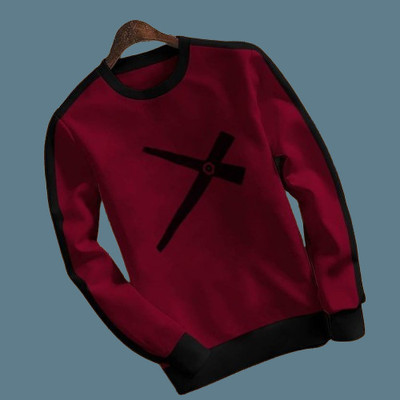 EMERALD Printed Men Round Neck Maroon T-Shirt
