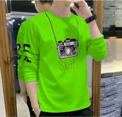 STANDLY Printed Men Round Neck Light Green T-Shirt