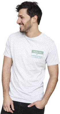 NOIIDAPRINT Printed Men Round Neck White T-Shirt