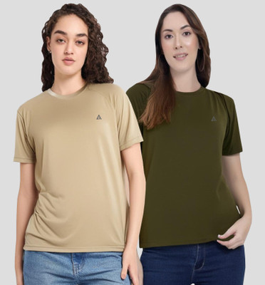 HouseOfCommon Solid Women Round Neck Multicolor T-Shirt